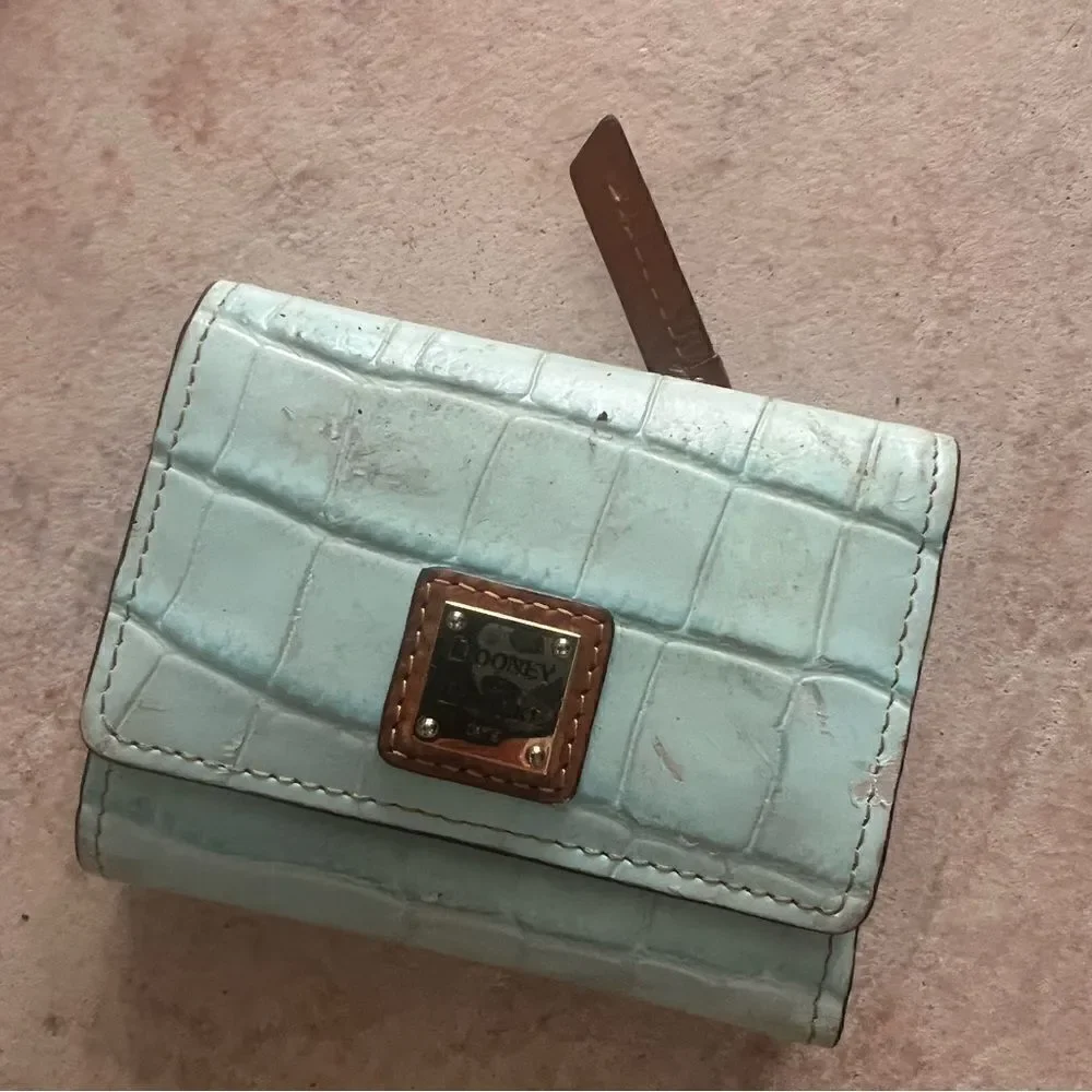 Dooney & Burke Change Purse Handbag Animal Print sky blue coin purse wallet